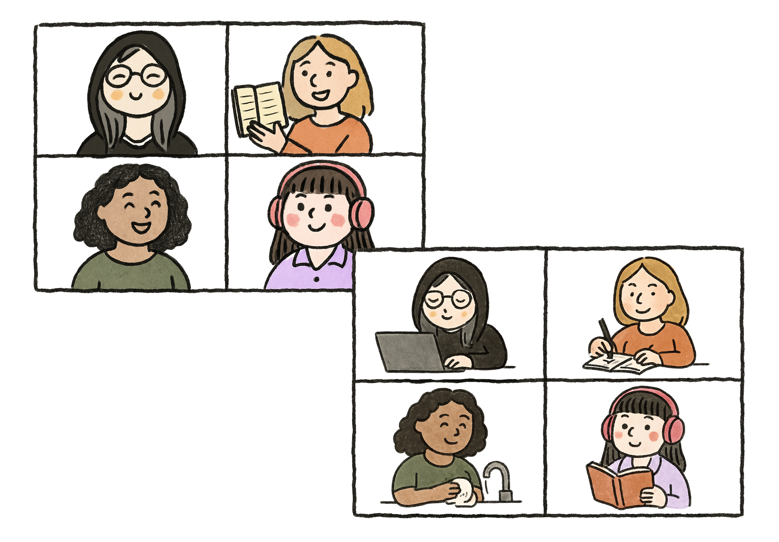 바디더블링 첫 경험 일러스트레이션